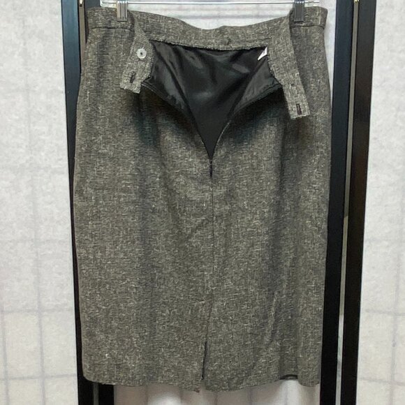 Rena Rowan for Saville Silk Blend Tweed Pleated Lined Pencil Skirt Black White - Picture 4 of 11